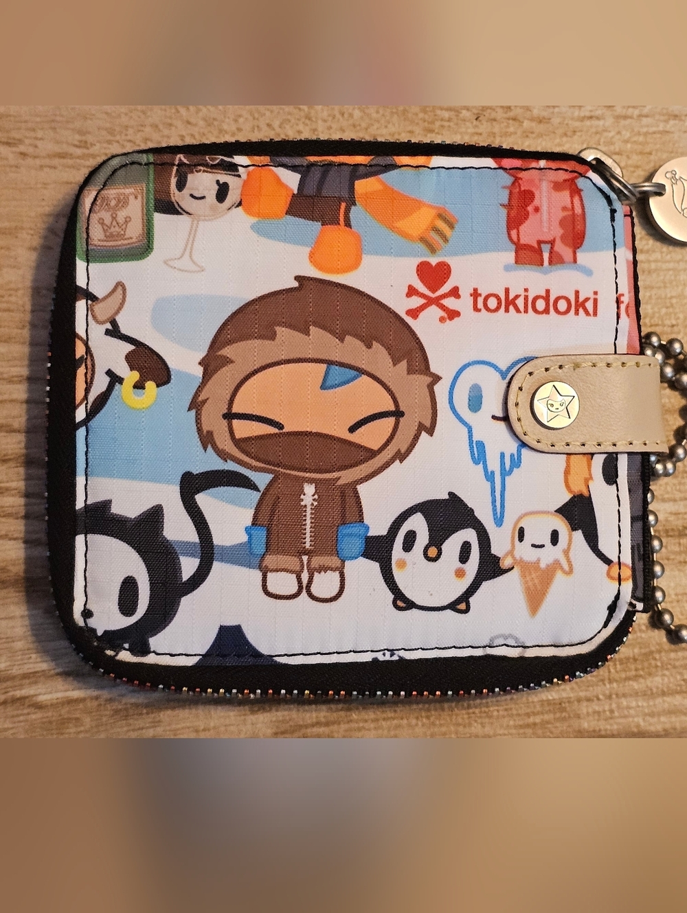 Tokidoki for LeSportsac Vacanze Bifold Wallet Metal Charm Rainbow Zip Vintage